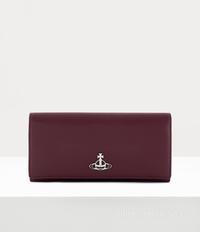 Grain Leather Long Card Holder