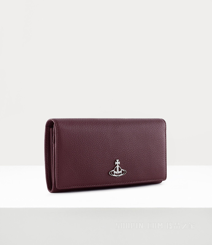 Grain Leather Long Card Holder