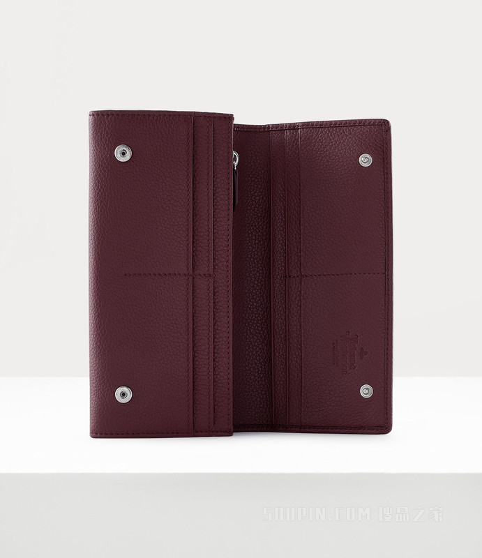 Grain Leather Long Card Holder