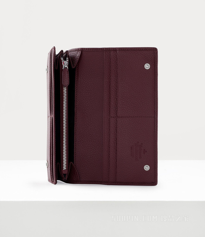 Grain Leather Long Card Holder