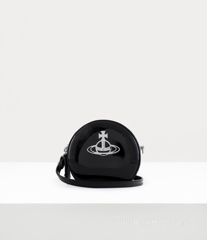 Shiny Patent Mini Round Crossbody Bag