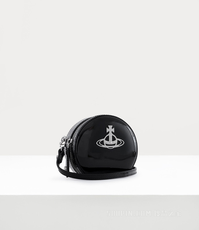 Shiny Patent Mini Round Crossbody Bag
