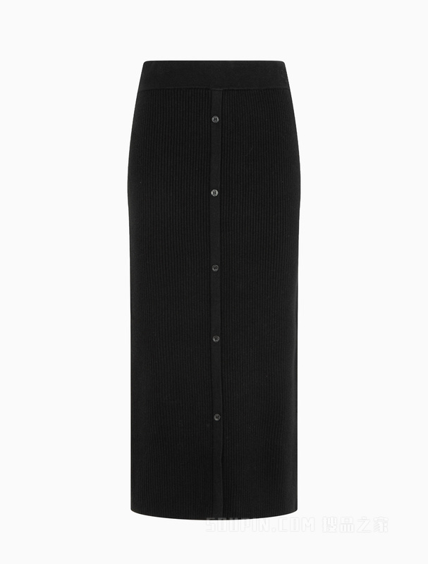 Calvin Klein 22秋冬新款女士时尚简约刺绣开衩针织包臀半身裙J219981