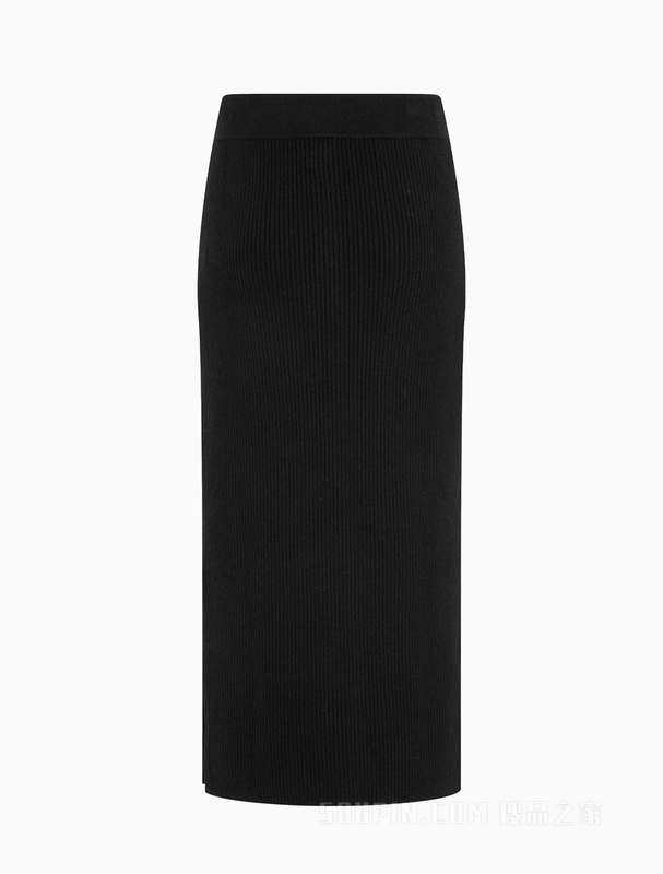 Calvin Klein 22秋冬新款女士时尚简约刺绣开衩针织包臀半身裙J219981