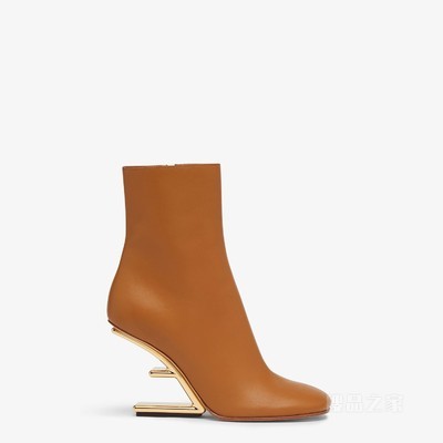 Fendi First 棕色皮革高跟及踝靴