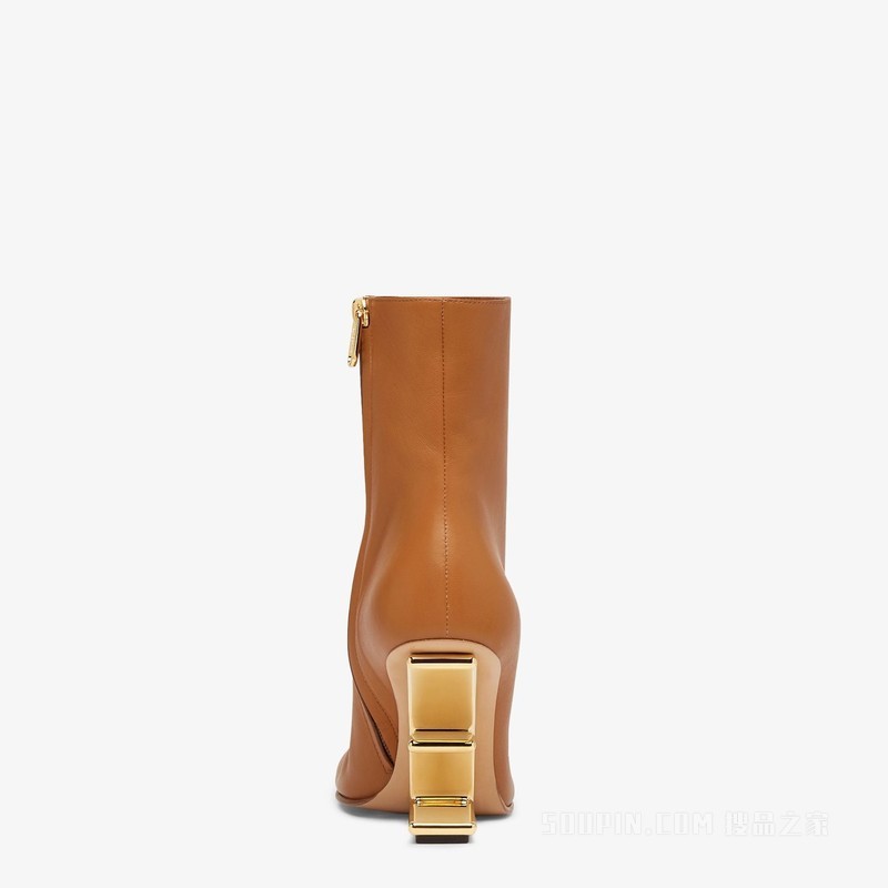 Fendi First 棕色皮革高跟及踝靴