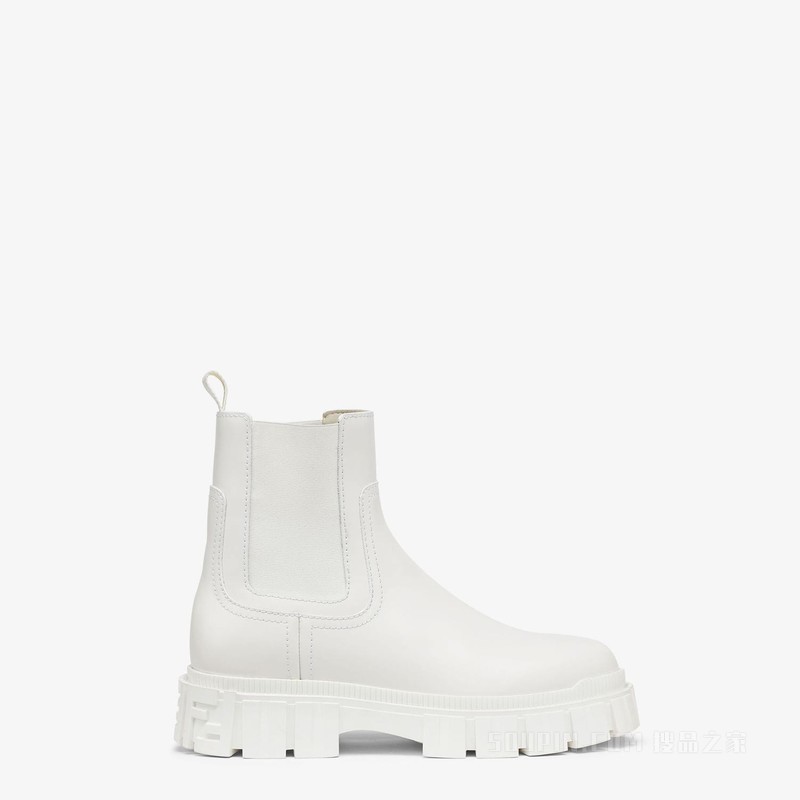 Fendi Force 白色皮革切尔西靴