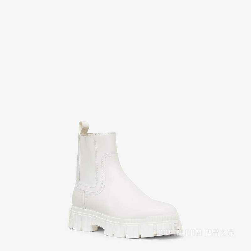 Fendi Force 白色皮革切尔西靴