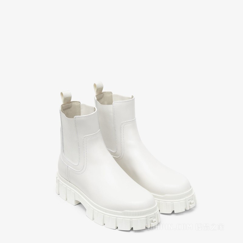 Fendi Force 白色皮革切尔西靴