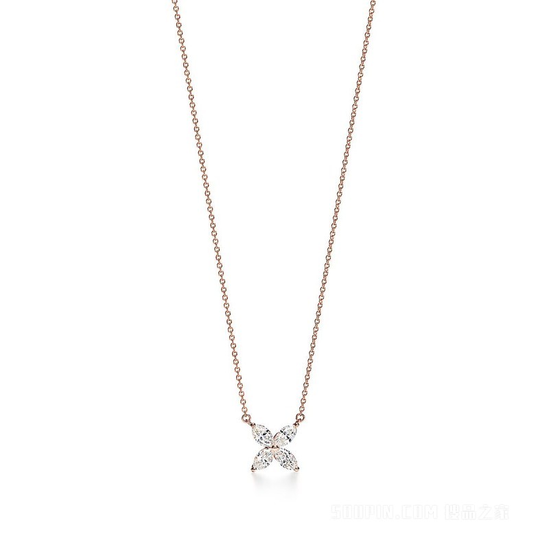 Tiffany Victoria™ 系列 18K 玫瑰金钻石项链，大号。
