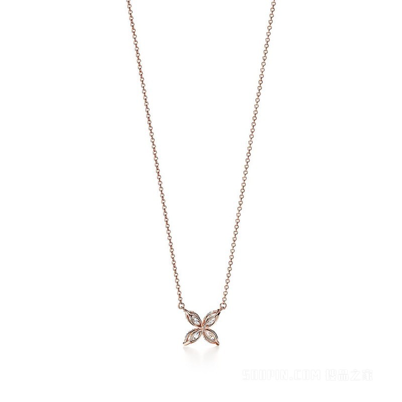 Tiffany Victoria™ 系列 18K 玫瑰金钻石项链，大号。