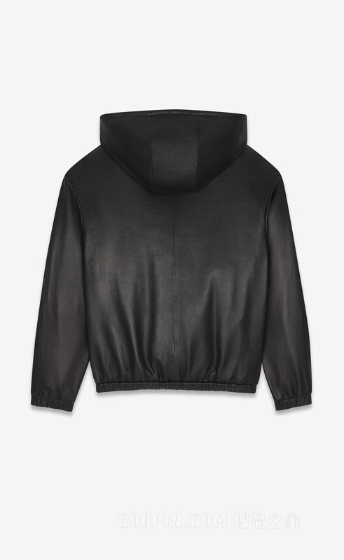 羊皮革连帽衫