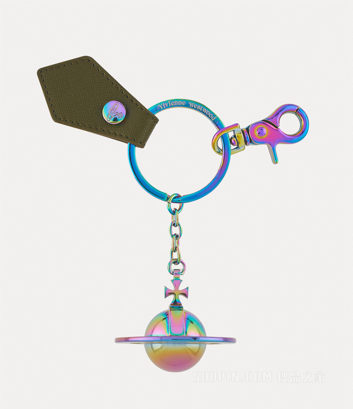 Saffiano 3D Orb Iridescent Keyring