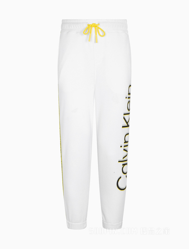 Calvin Klein 22春秋男女情侣中性时尚醒目印花束脚卫裤休闲裤J400209