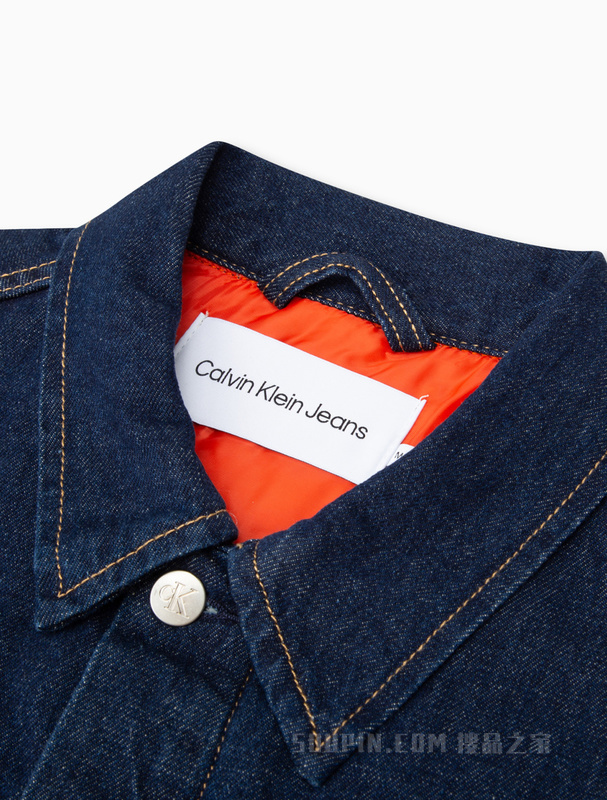 Calvin Klein 22秋冬新款男士简约铆钉扣LOGO织标夹棉牛仔外套J321269