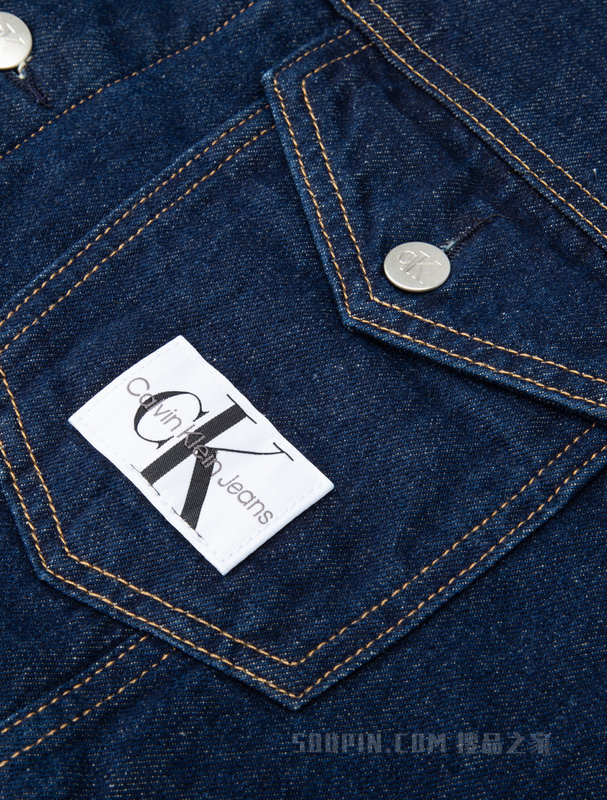 Calvin Klein 22秋冬新款男士简约铆钉扣LOGO织标夹棉牛仔外套J321269