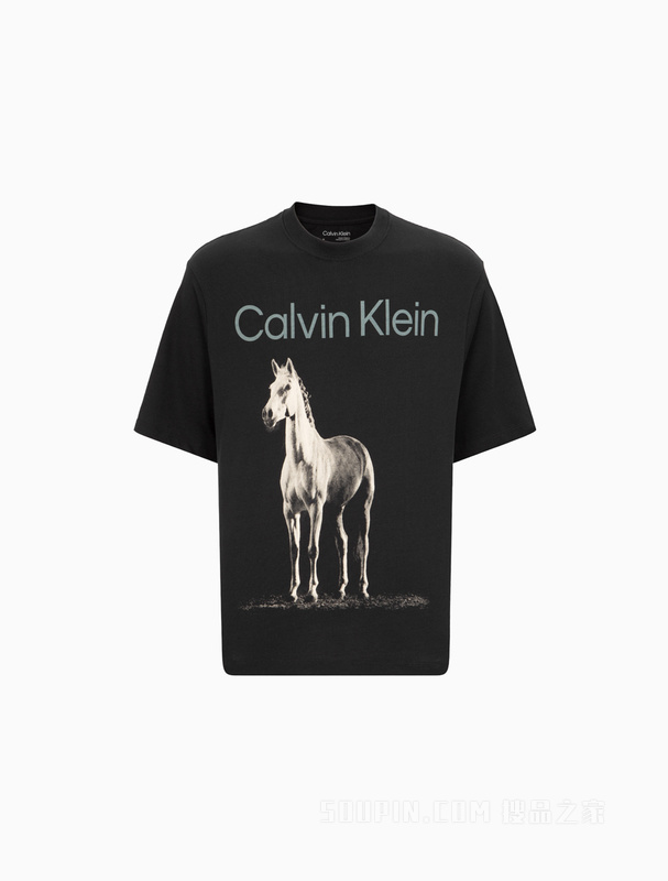 【简约系列】Calvin Klein 22秋冬男女情侣中性图案印花短袖T恤40706ST