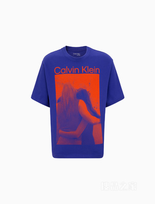【简约系列】Calvin Klein 22秋冬男女情侣中性印花透气短袖T恤40707ST