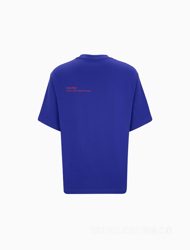 【简约系列】Calvin Klein 22秋冬男女情侣中性印花透气短袖T恤40707ST