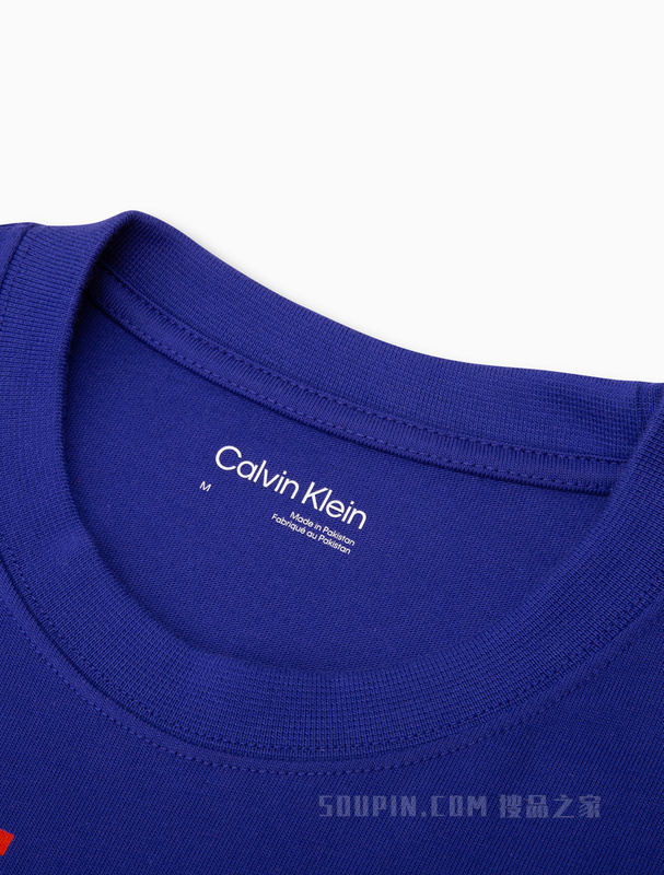 【简约系列】Calvin Klein 22秋冬男女情侣中性印花透气短袖T恤40707ST