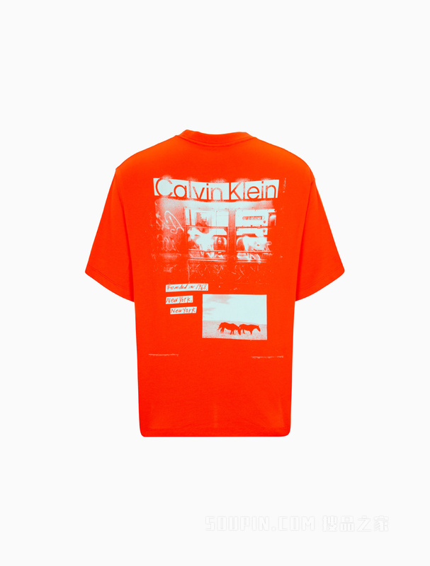 【简约系列】Calvin Klein 22秋冬男女情侣中性图案印花短袖T恤40709ST