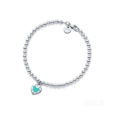 Return to Tiffany™ 系列 Love 纯银 Tiffany Blue® 蒂芙尼蓝色 Heart Tag 珠式手链
