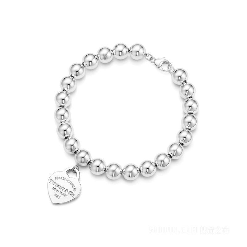 Return to Tiffany™ 系列纯银 Heart Tag 手链，8 毫米