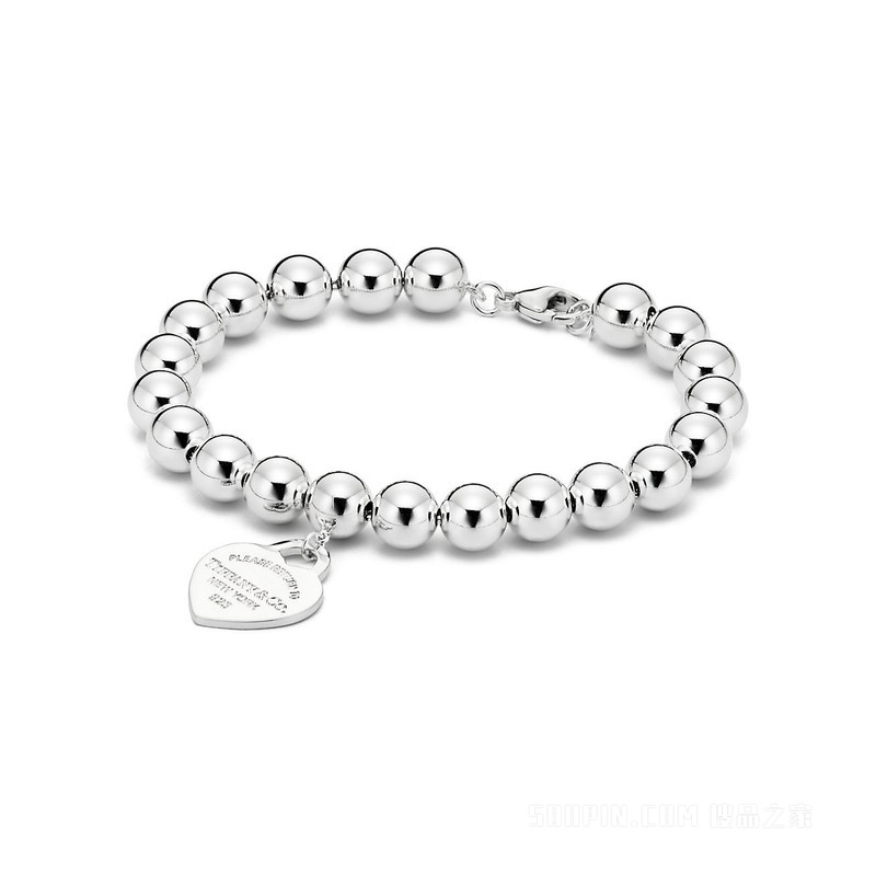 Return to Tiffany™ 系列纯银 Heart Tag 手链，8 毫米