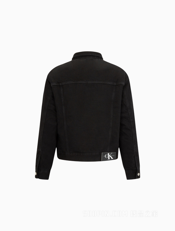 Calvin Klein 22秋冬新款男士简约LOGO布标翻领夹棉牛仔外套J321273