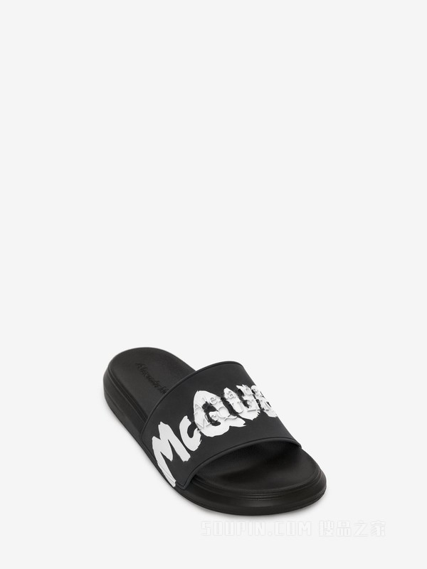 McQueen Graffiti橡胶泳池拖鞋