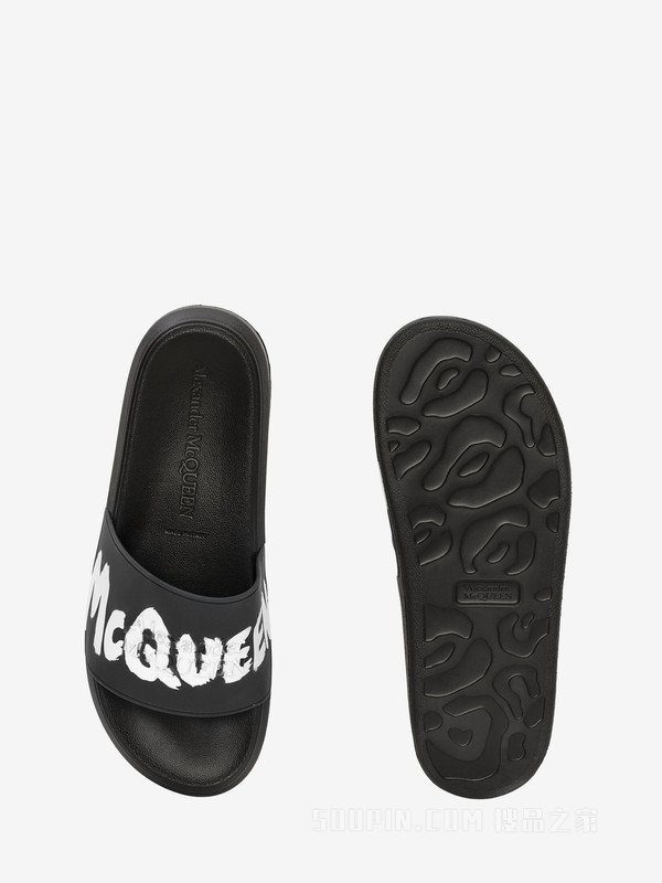 McQueen Graffiti橡胶泳池拖鞋