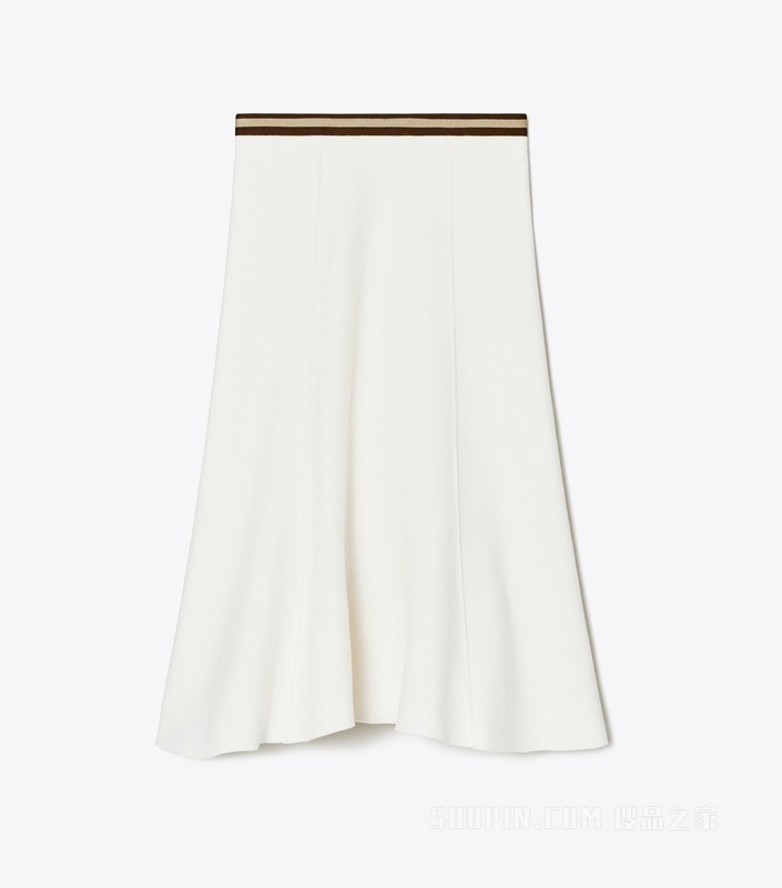 喇叭形羊毛半裙 象牙白