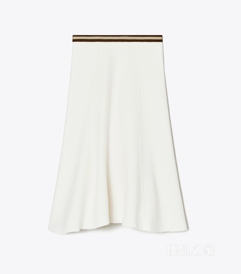 喇叭形羊毛半裙 象牙白