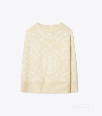 T Monogram 美利奴羊毛毛衣 奶油白 T Monogram