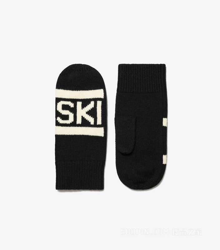 Apres Ski 图案手套 律动黑/奶油白