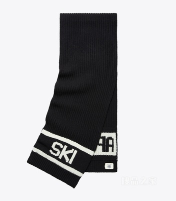Apres Ski 图案围巾 律动黑/奶油白