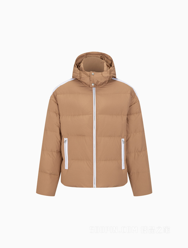Calvin Klein 22秋冬新款男士简约LOGO织带三防连帽保暖羽绒服J323735