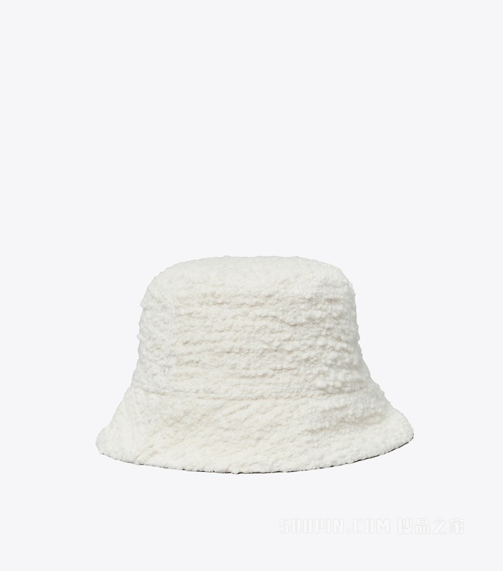 结子绒短檐渔夫帽 奶油白
