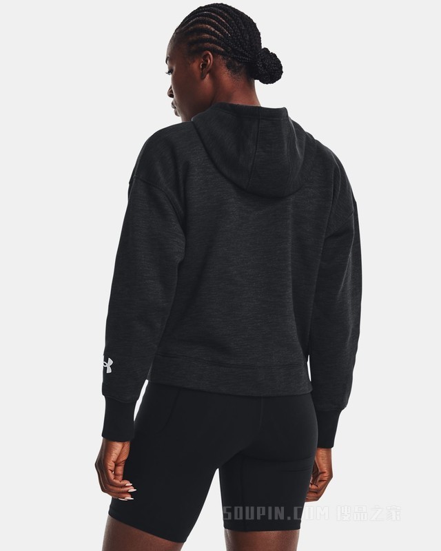 女士UA Essential Script抓绒全拉链运动上衣