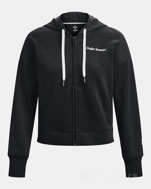 女士UA Essential Script抓绒全拉链运动上衣