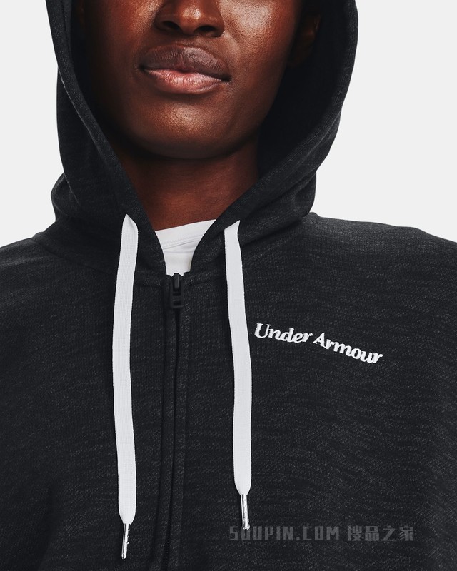 女士UA Essential Script抓绒全拉链运动上衣