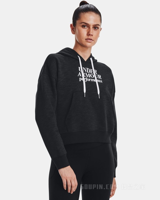 女士UA Essential Script抓绒连帽上衣