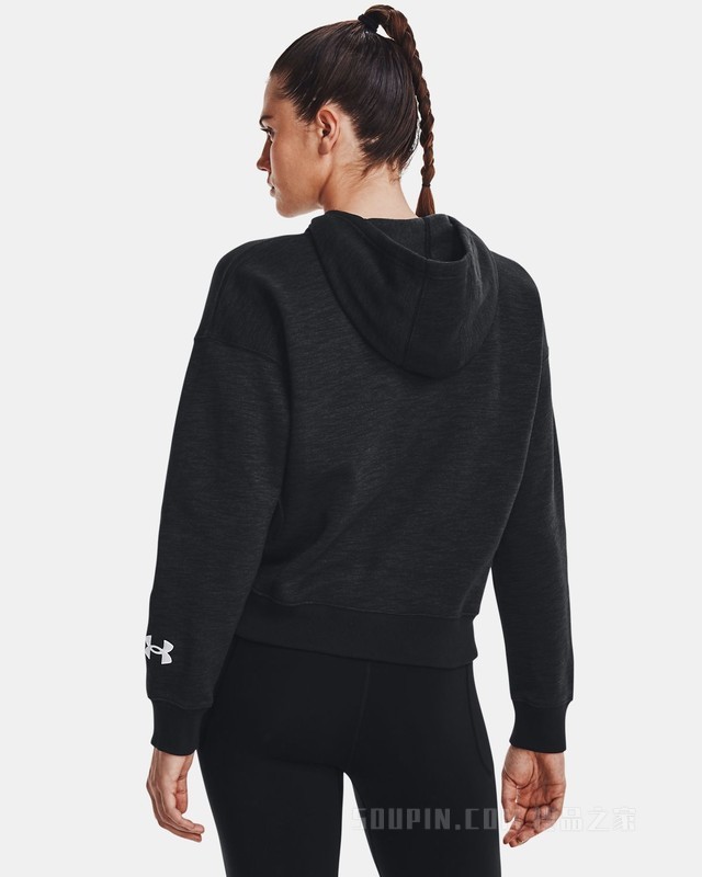 女士UA Essential Script抓绒连帽上衣