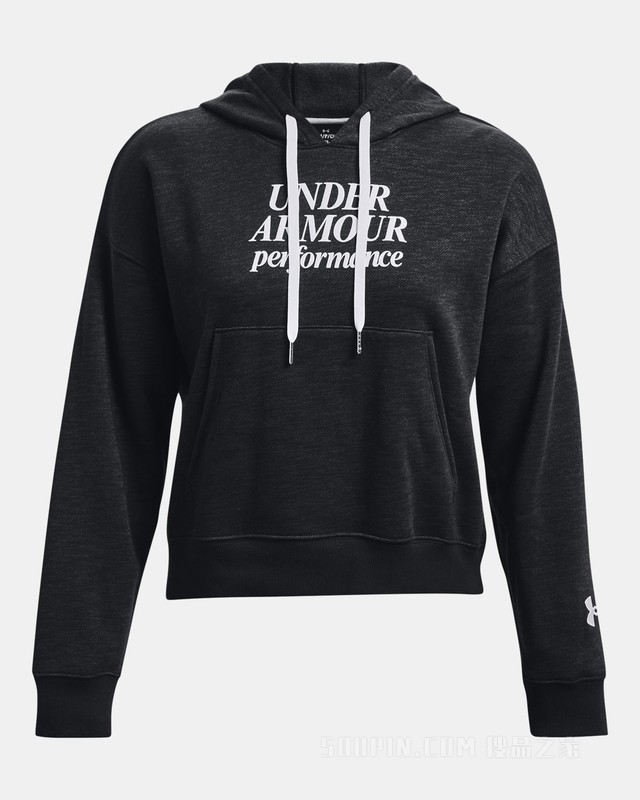 女士UA Essential Script抓绒连帽上衣
