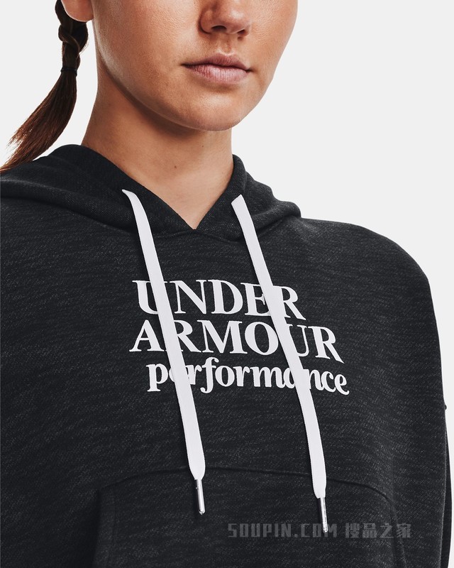 女士UA Essential Script抓绒连帽上衣