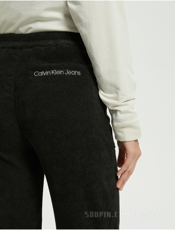 Calvin Klein 22秋冬新款女士复古灯芯绒LOGO提花直筒休闲裤J220008J20