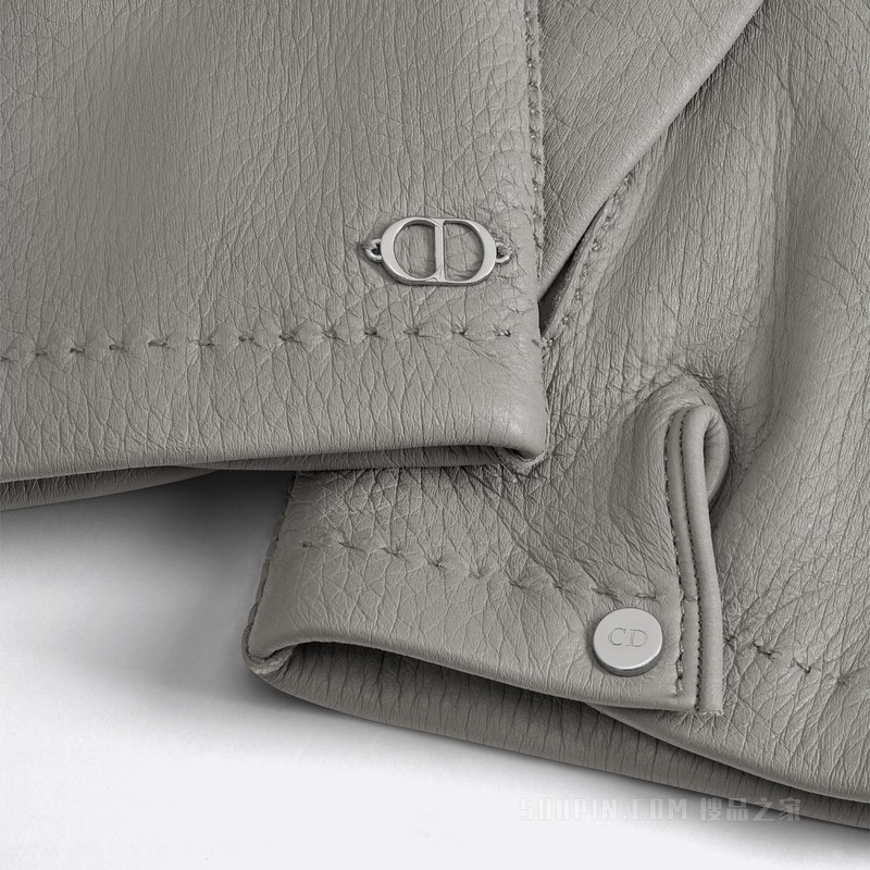 手套 迪奥灰粒面牛皮革“CD Icon”标志