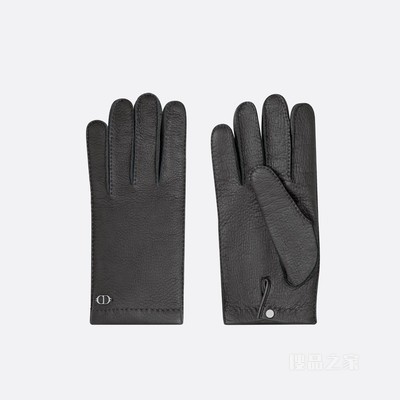 手套 黑色粒面牛皮革“CD Icon”标志