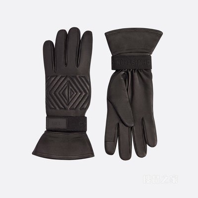 手套 黑色光滑羊皮革“CD Diamond”标志