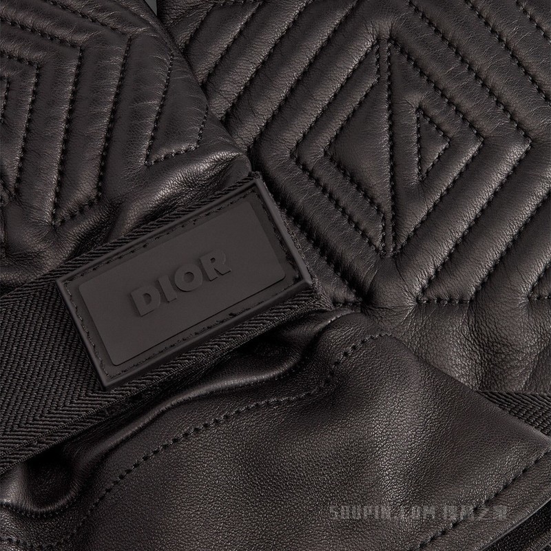 手套 黑色光滑羊皮革“CD Diamond”标志